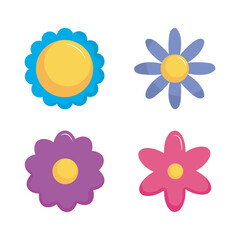 beautiful flowers icon set, colorful design