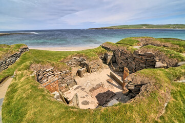 Skara Brae  complete Neolithic village  in the Orkney archipelago of Scotland