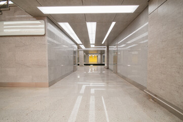 Corridor and exit to  the subway station platform
