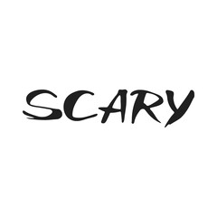 Lettering Scary isolated on a white background. Fear and traditions of Halloween.