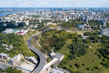 Nizhny Novgorod. Car exit to the metro bridge across the Oka river.