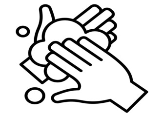 Icon of washing hands. Faucet, water, disinfection. Cleanliness concept. Can be used for topics like routine, rule, hygiene