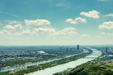 Vienna landscape with Danube river from Kahlenberg mountain