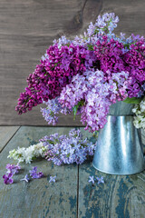 Lush multicolored bouquet of lilac