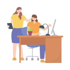 coworking, coworkers characters team working in the office