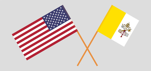 Obraz premium Crossed flags of Vatican and the USA