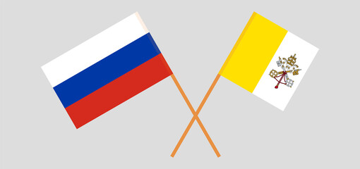 Crossed flags of Vatican and Russia