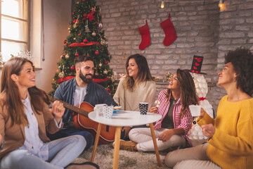 Friends spending Christmas day together