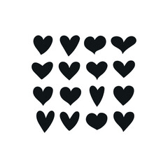 Doodle hearts, hand drawn love heart collection. Symbol of love.