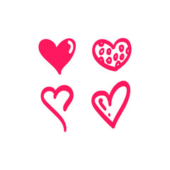 Doodle hearts, hand drawn love heart collection. Symbol of love.