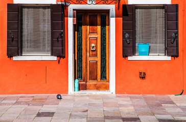 Orange house with front door