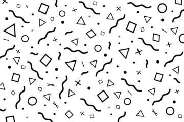 Geometric seamless pattern design, black and white abstract geometric backgrond. Graphic design print, minimalist seamless geometric icons and figures pattern for poster, banner, brochure or cover