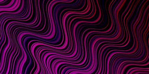 Dark Pink vector pattern with curves. Colorful geometric sample with gradient curves.  Template for your UI design.
