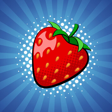 Fototapeta Strawberry berry in bright colorful pop-art style.