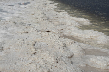 salt on a white salt lake