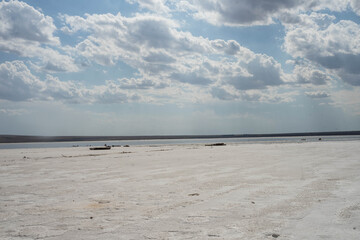 salt on a white salt lake