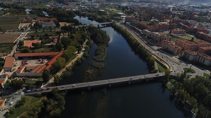 Aerial view of river in Spain. Drone Photo