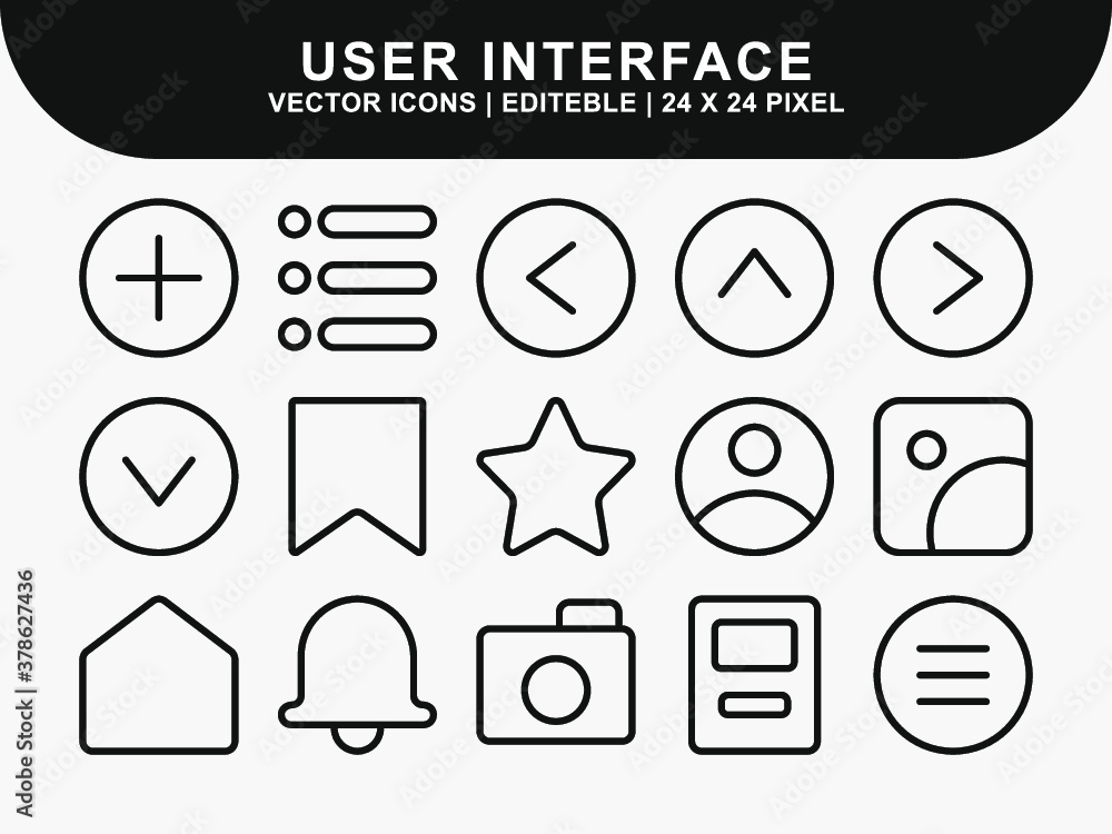 Poster user interface icons set. ui icons. home icon. arrow icon. mail message email icon. icon line style 