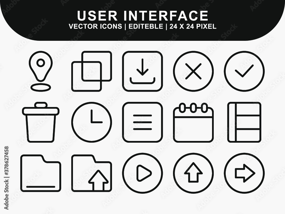 Poster user interface icons set. ui icons. home icon. arrow icon. mail message email icon. icon line style 