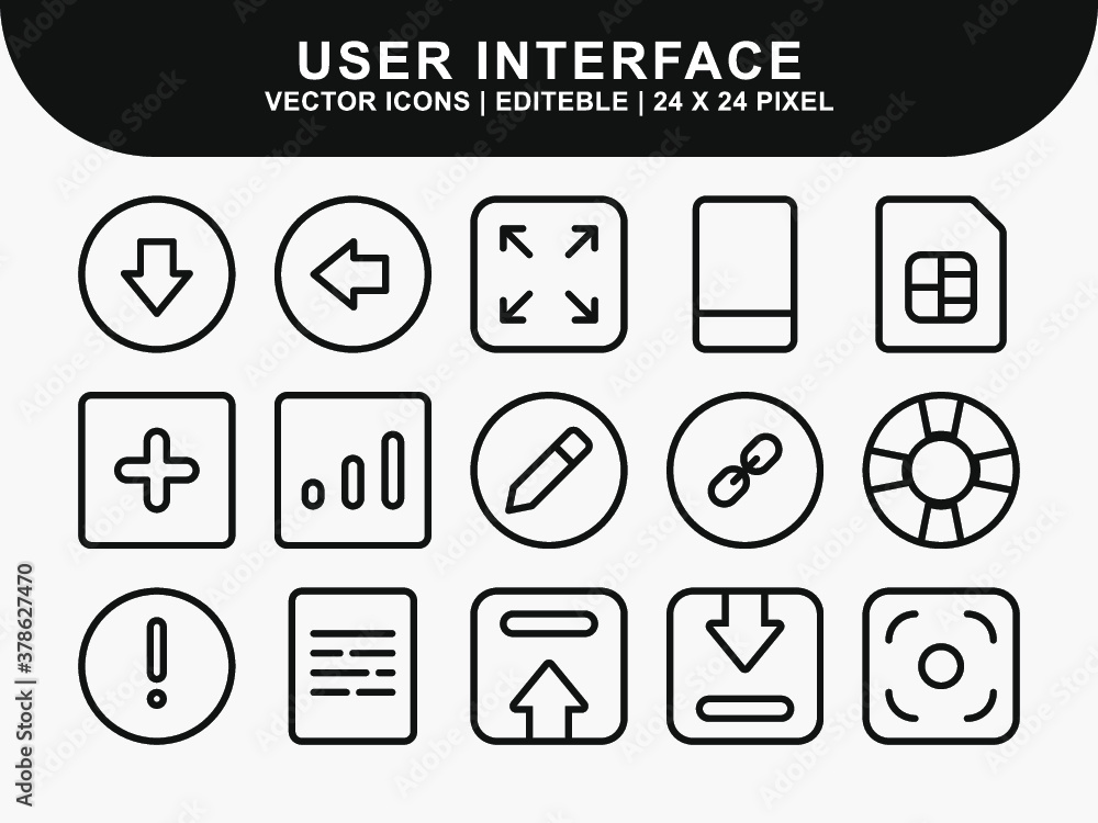 Poster user interface icons set. ui icons. home icon. arrow icon. mail message email icon. icon line style 