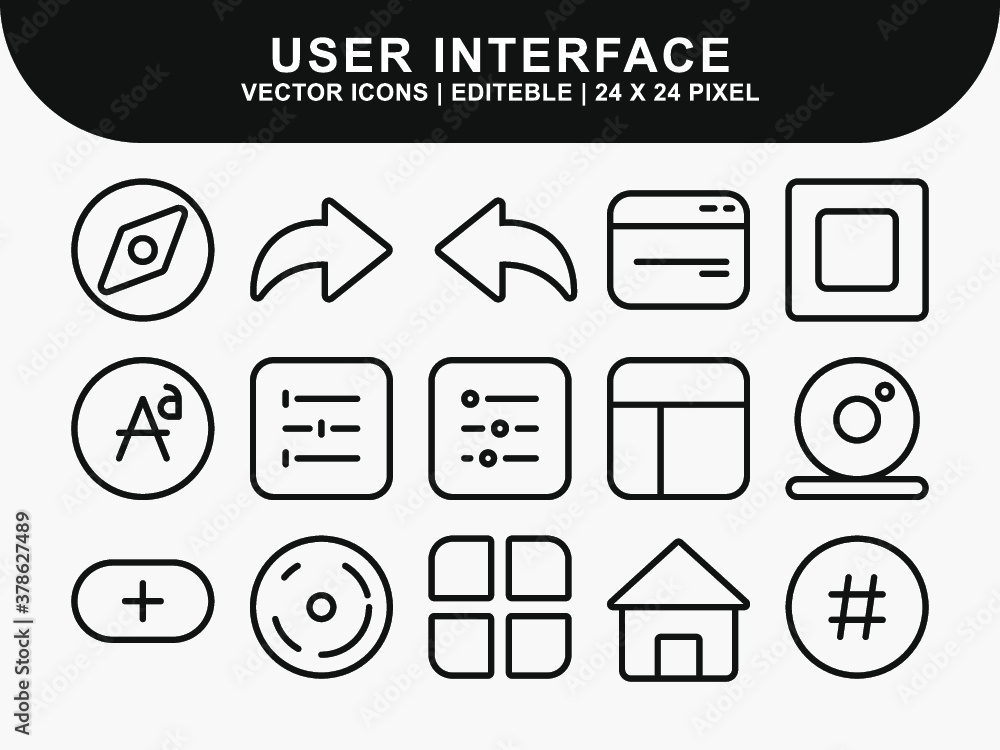 Poster user interface icons set. ui icons. home icon. arrow icon. mail message email icon. icon line style 