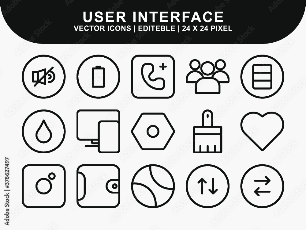 Poster user interface icons set. ui icons. home icon. arrow icon. mail message email icon. icon line style 