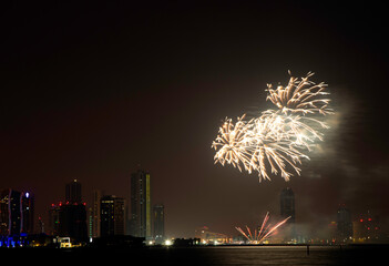Naklejka premium Fireworks on National Day of Bhrain