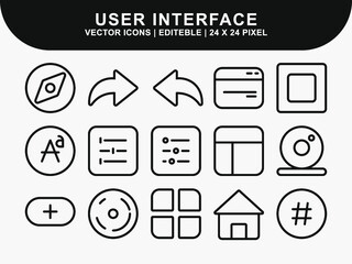 User Interface icons set. ui icons. home icon. arrow icon. mail message email icon. icon line style icon. vector illustration. vector icon.