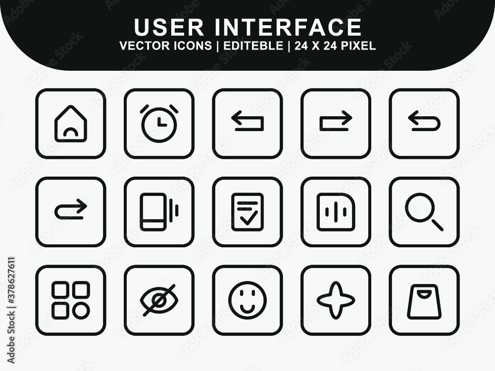 Poster user interface icons set. ui icons. home icon. arrow icon. mail message email icon. icon line style 