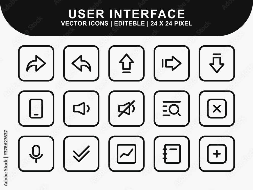 Poster user interface icons set. ui icons. home icon. arrow icon. mail message email icon. icon line style 