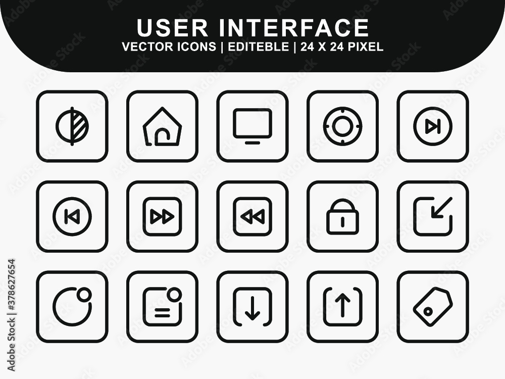 Poster user interface icons set. ui icons. home icon. arrow icon. mail message email icon. icon line style 