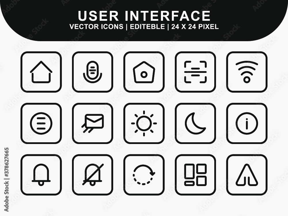 Poster user interface icons set. ui icons. home icon. arrow icon. mail message email icon. icon line style 
