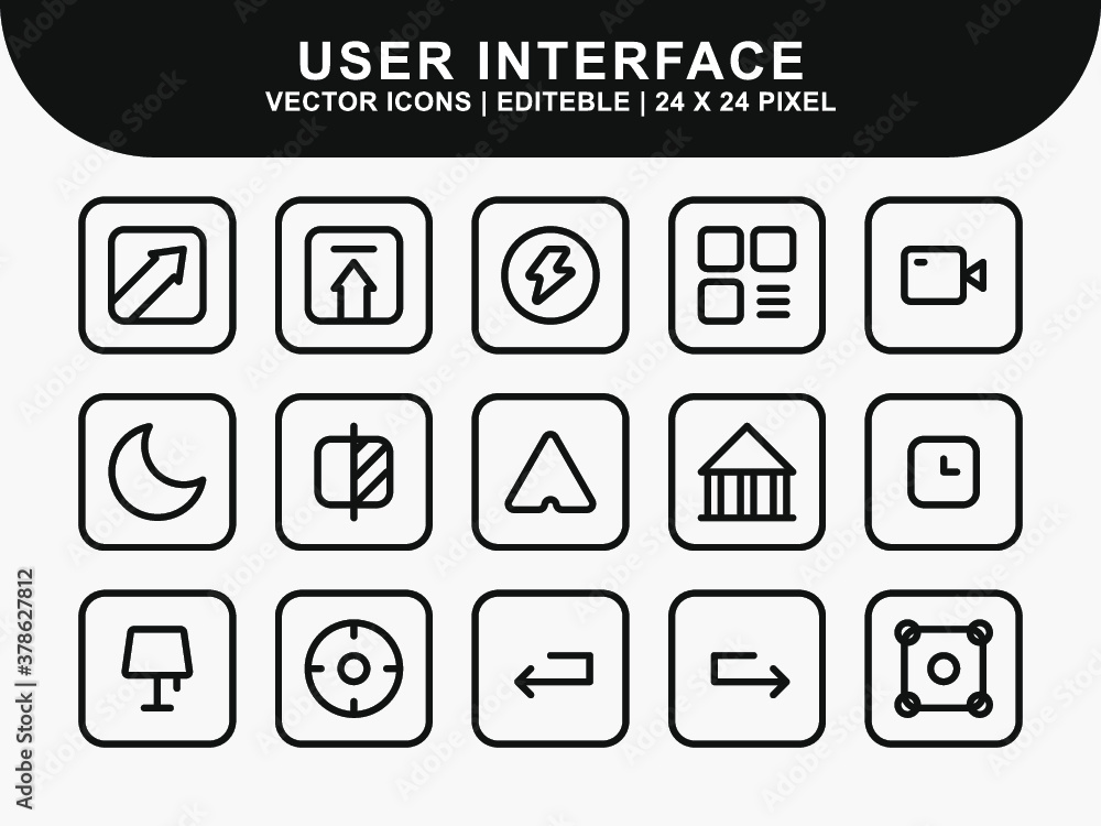 Poster user interface icons set. ui icons. home icon. arrow icon. mail message email icon. icon line style 
