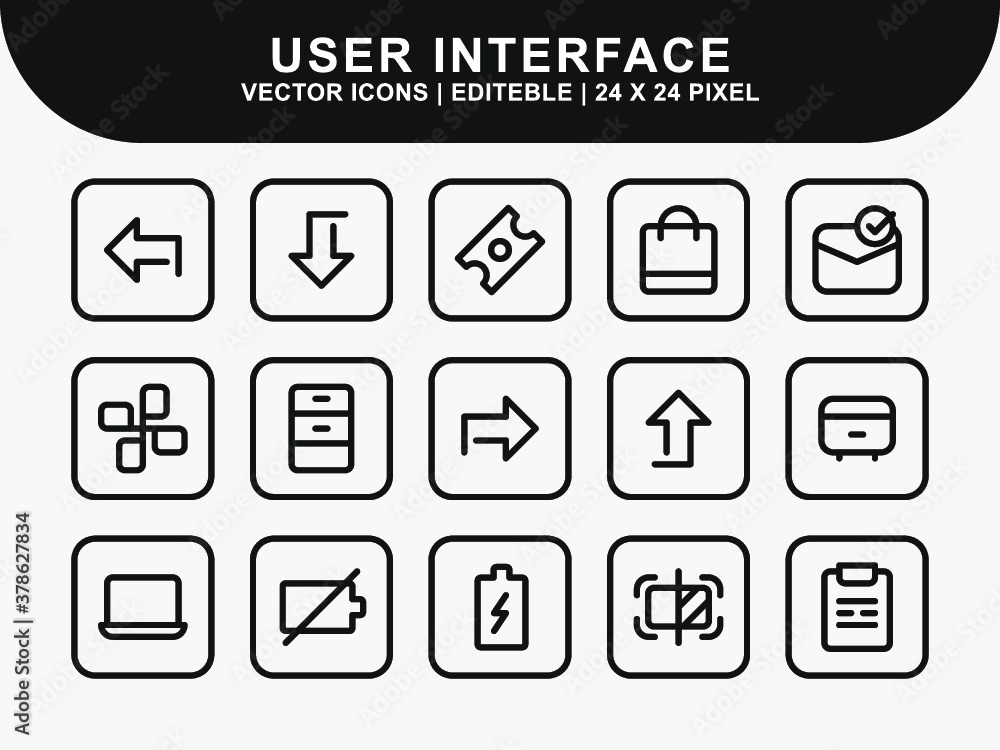 Poster user interface icons set. ui icons. home icon. arrow icon. mail message email icon. icon line style 
