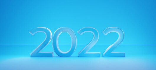 2022 blue bold letters symbol 3d-illustration background