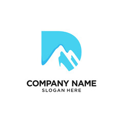 D letter Mountain Logo Design Vector Template Inspiration