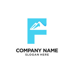 F letter Mountain Logo Design Vector Template Inspiration