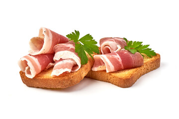 Pork lard sandwiches, isolated on white background