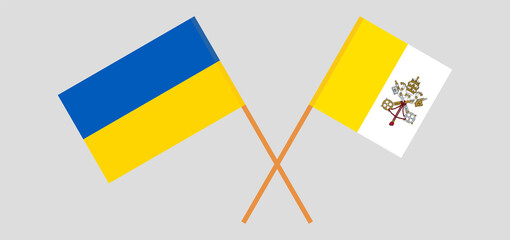 Crossed flags of Vatican and the Ukraine