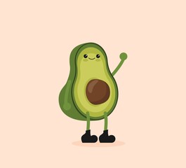 Flat vector avocado fruit isolated on color background