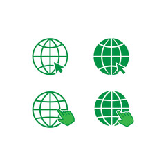 Globe arrow pointer icon in trendy flat design