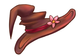 Halloween witch hat with a flower
