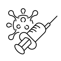 Simple linear icon of the coronavirus vaccine