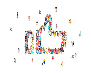 People like sign, happy group of people, life forum. Vector
