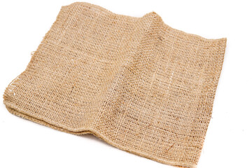 pieces of gunny sack against an isolated white background