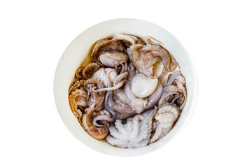 octopus raw seafood fresh baby size on the table serving size top view copy space for text diet pescetarian food background rustic