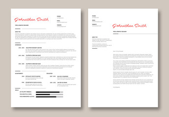 Resume Layout with Red Accent