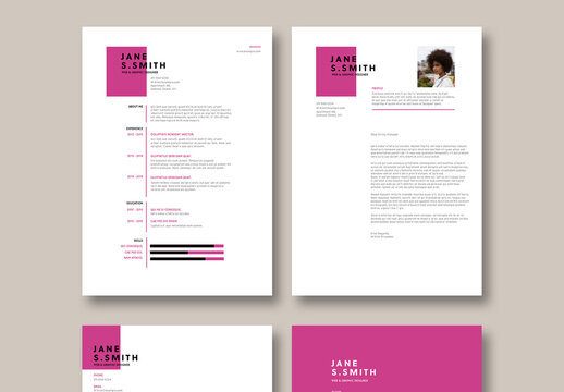 Modern Resume Layout with Pink Accent