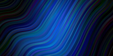 Obraz premium Dark BLUE vector background with bent lines. Colorful illustration in circular style with lines. Smart design for your promotions.