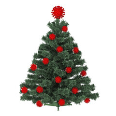christmas tree decorated with coronavirus